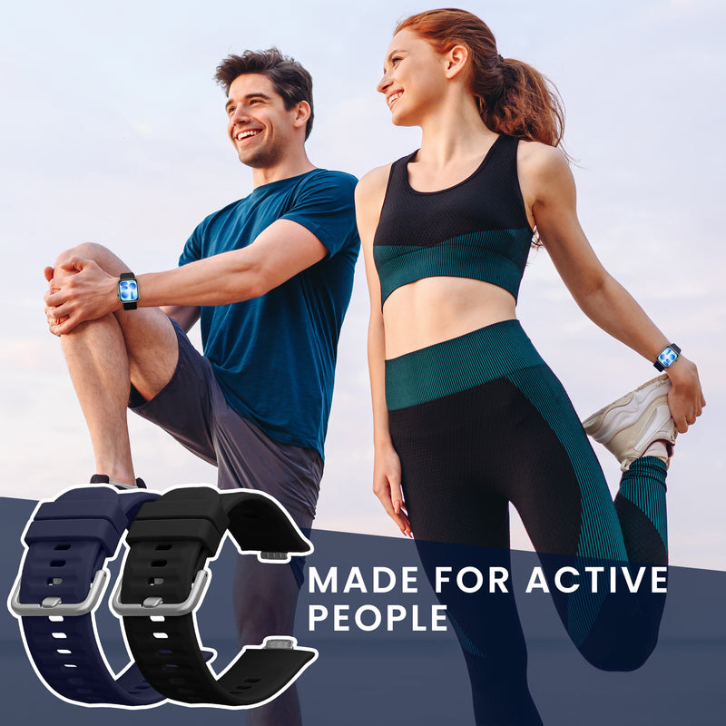 kwmobile Silikon Uhrenarmband für Huawei Watch Fit 5 / Watch Fit 5 Pro Armband - Ersatzarmband für Fitnesstracker - Wechselarmband Smartwatch - Schwarz Dunkelblau Schwarz