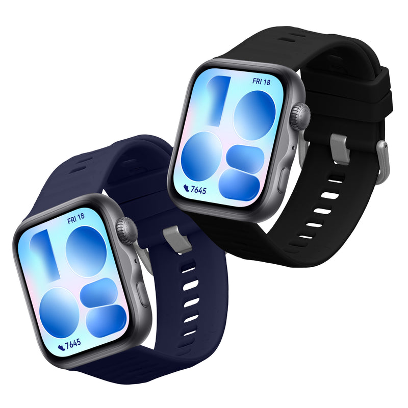 kwmobile Silikon Uhrenarmband für Huawei Watch Fit 5 / Watch Fit 5 Pro Armband - Ersatzarmband für Fitnesstracker - Wechselarmband Smartwatch - Schwarz Dunkelblau Schwarz
