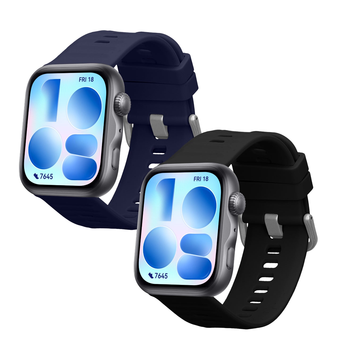 kwmobile Silikon Uhrenarmband für Huawei Watch Fit 5 / Watch Fit 5 Pro Armband - Ersatzarmband für Fitnesstracker - Wechselarmband Smartwatch - Schwarz Dunkelblau Schwarz