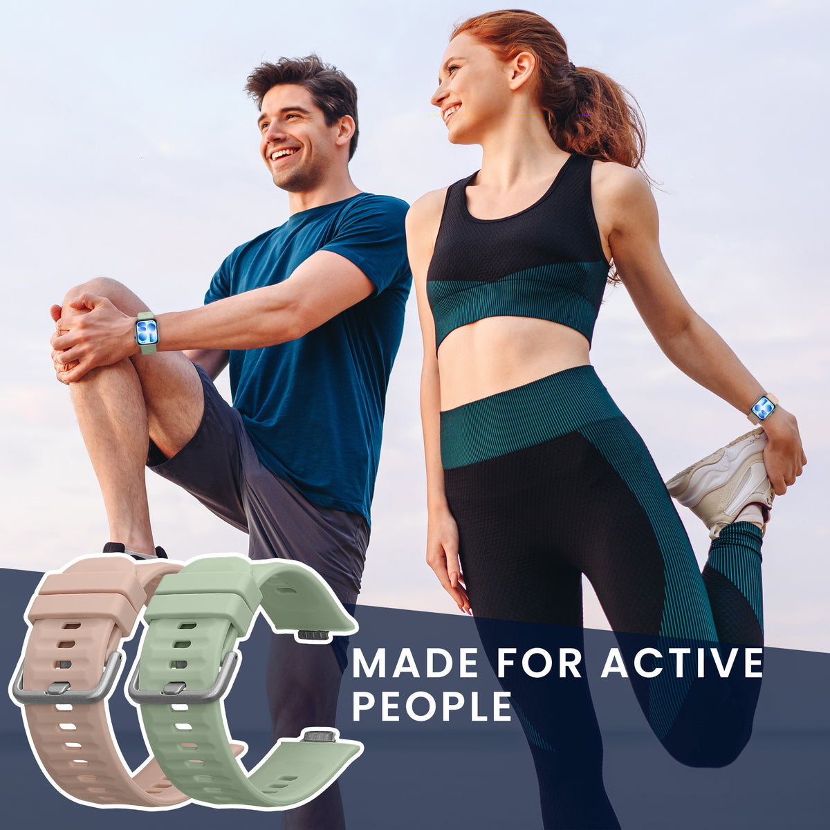 kwmobile Silikon Uhrenarmband für Huawei Watch Fit 5 / Watch Fit 5 Pro Armband - Ersatzarmband für Fitnesstracker - Wechselarmband Smartwatch - Pastellgrün Altrosa Pastellgrün
