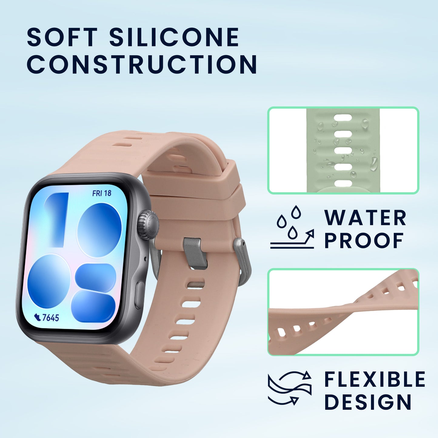 kwmobile Silikon Uhrenarmband für Huawei Watch Fit 5 / Watch Fit 5 Pro Armband - Ersatzarmband für Fitnesstracker - Wechselarmband Smartwatch - Pastellgrün Altrosa Pastellgrün