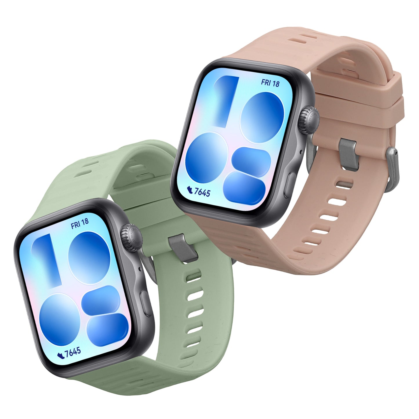 kwmobile Silikon Uhrenarmband für Huawei Watch Fit 5 / Watch Fit 5 Pro Armband - Ersatzarmband für Fitnesstracker - Wechselarmband Smartwatch - Pastellgrün Altrosa Pastellgrün