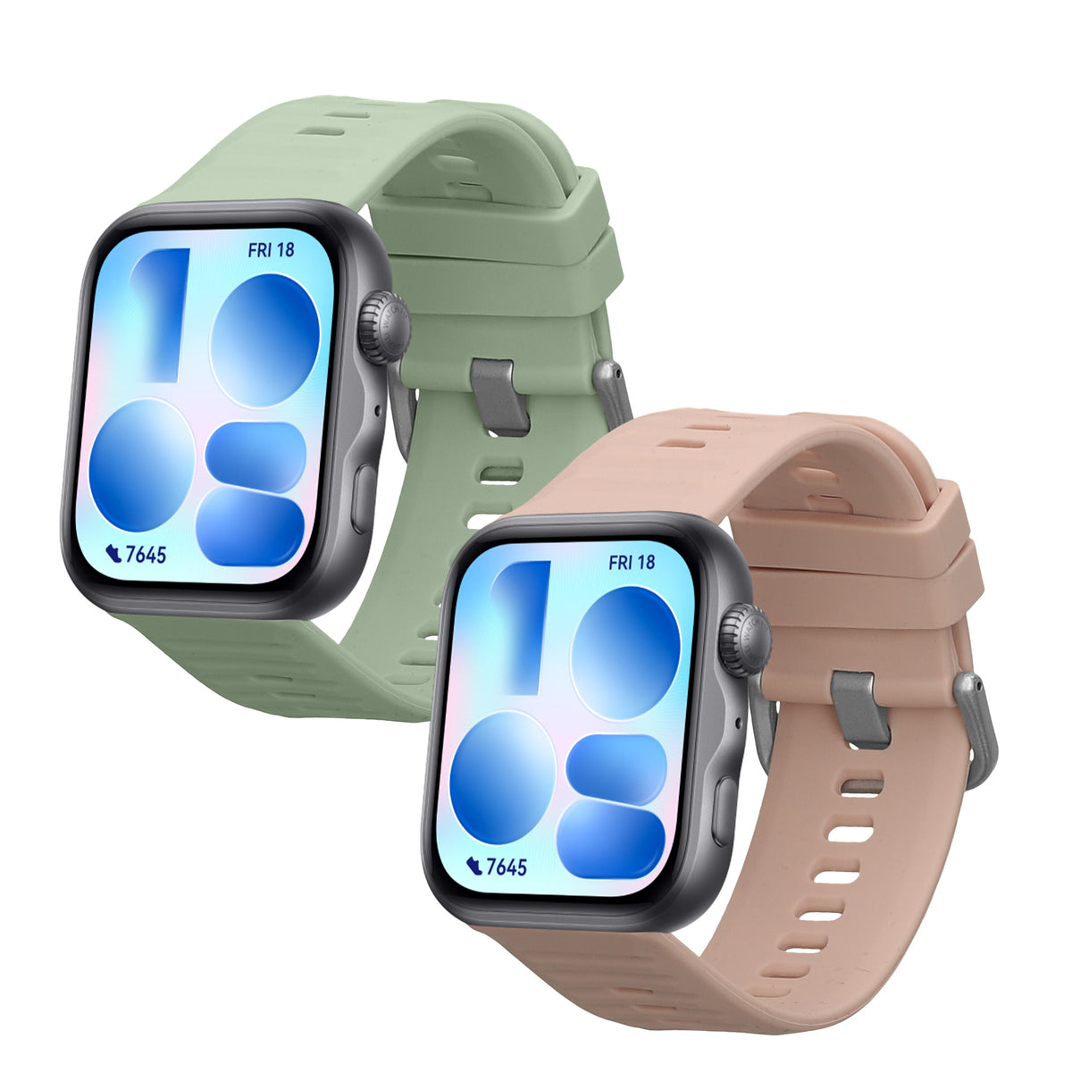 kwmobile Silikon Uhrenarmband für Huawei Watch Fit 5 / Watch Fit 5 Pro Armband - Ersatzarmband für Fitnesstracker - Wechselarmband Smartwatch - Pastellgrün Altrosa Pastellgrün