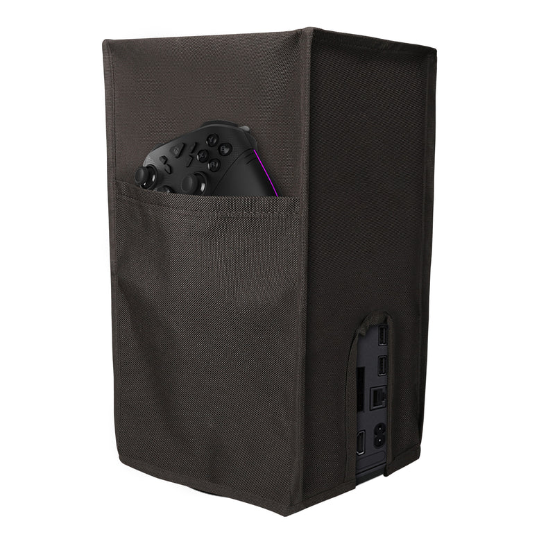 kwmobile Gaming Konsolen Cover für Microsoft Xbox Series X Abdeckung - Konsolen Staubschutz aus Polyester - flexible Konsolenhülle mit Seitentaschen - Dunkelgrau Dunkelgrau