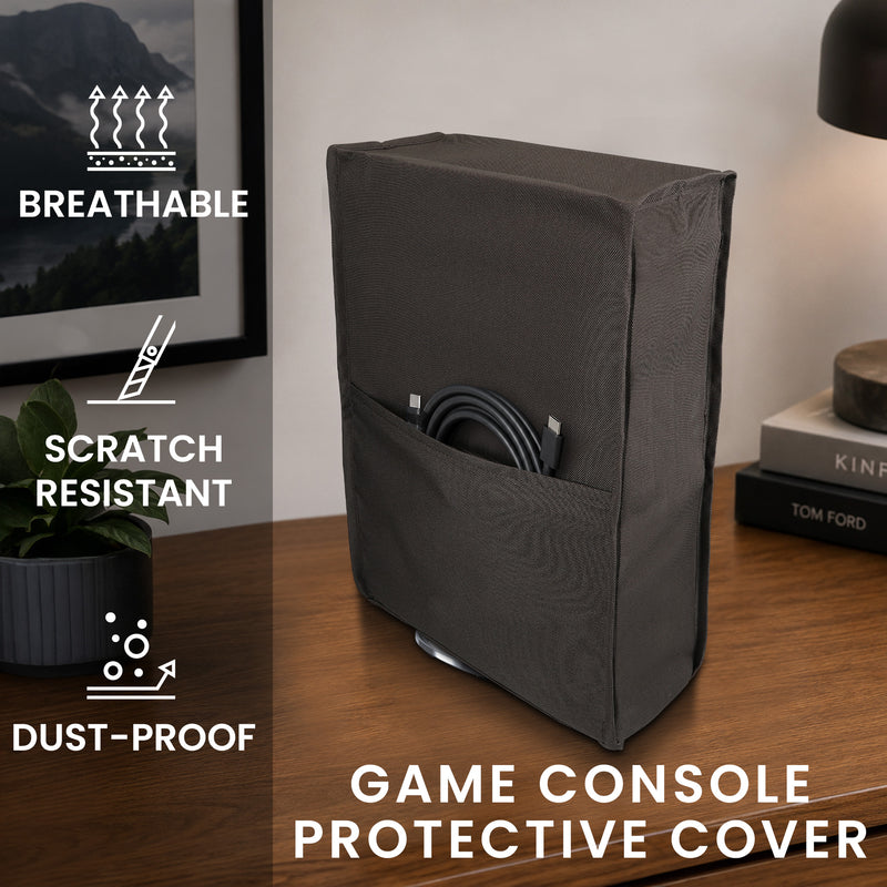 kwmobile Gaming Konsolen Cover für Sony Playstation 5 / PS5 Abdeckung - Konsolen Staubschutz aus Polyester - flexible Konsolenhülle mit Seitentaschen - Dunkelgrau Dunkelgrau