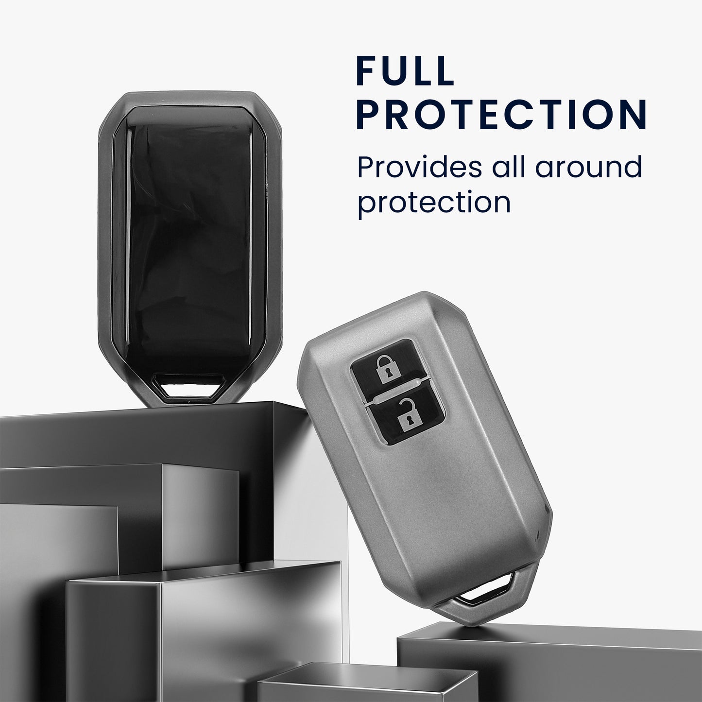 kwmobile Schlüsselhülle für Suzuki 2-Tasten Autoschlüssel Keyless Go Hülle - Autoschlüssel Schlüssel Hülle aus TPU Silikon - Schlüsselschutz Gehäuse in Schwarz matt Schwarz Schwarz matt