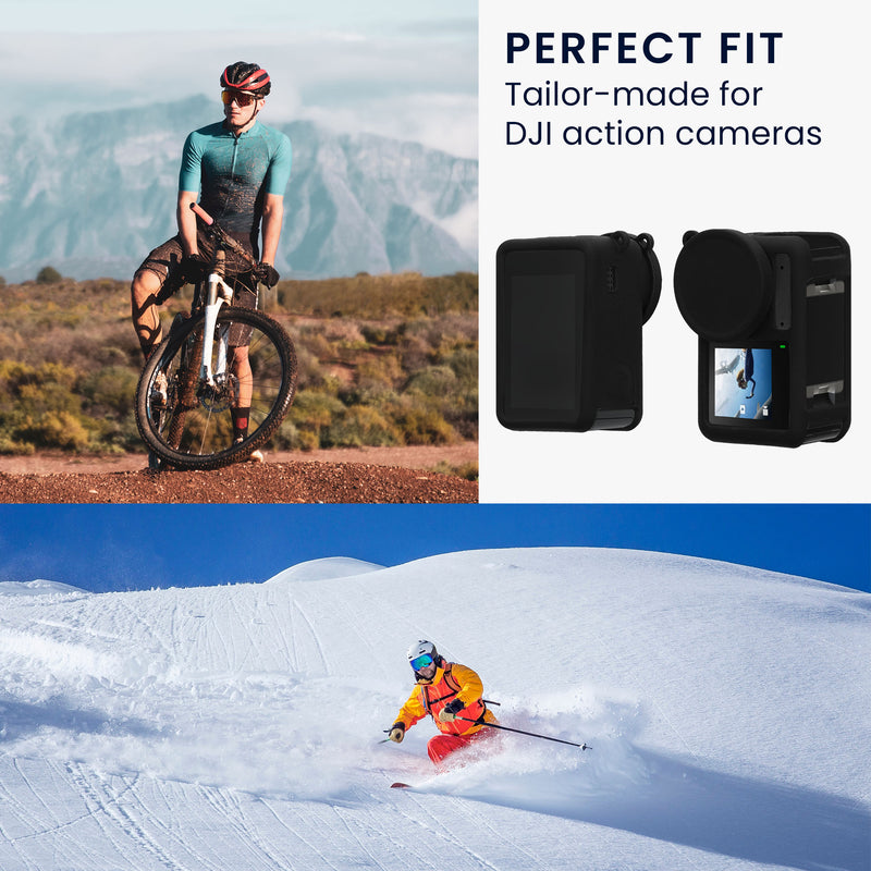 kwmobile Silikonhülle für DJI Action 4 Hülle - rutschfestes Cover aus Silikon für Action Cam - Schwarz Schwarz