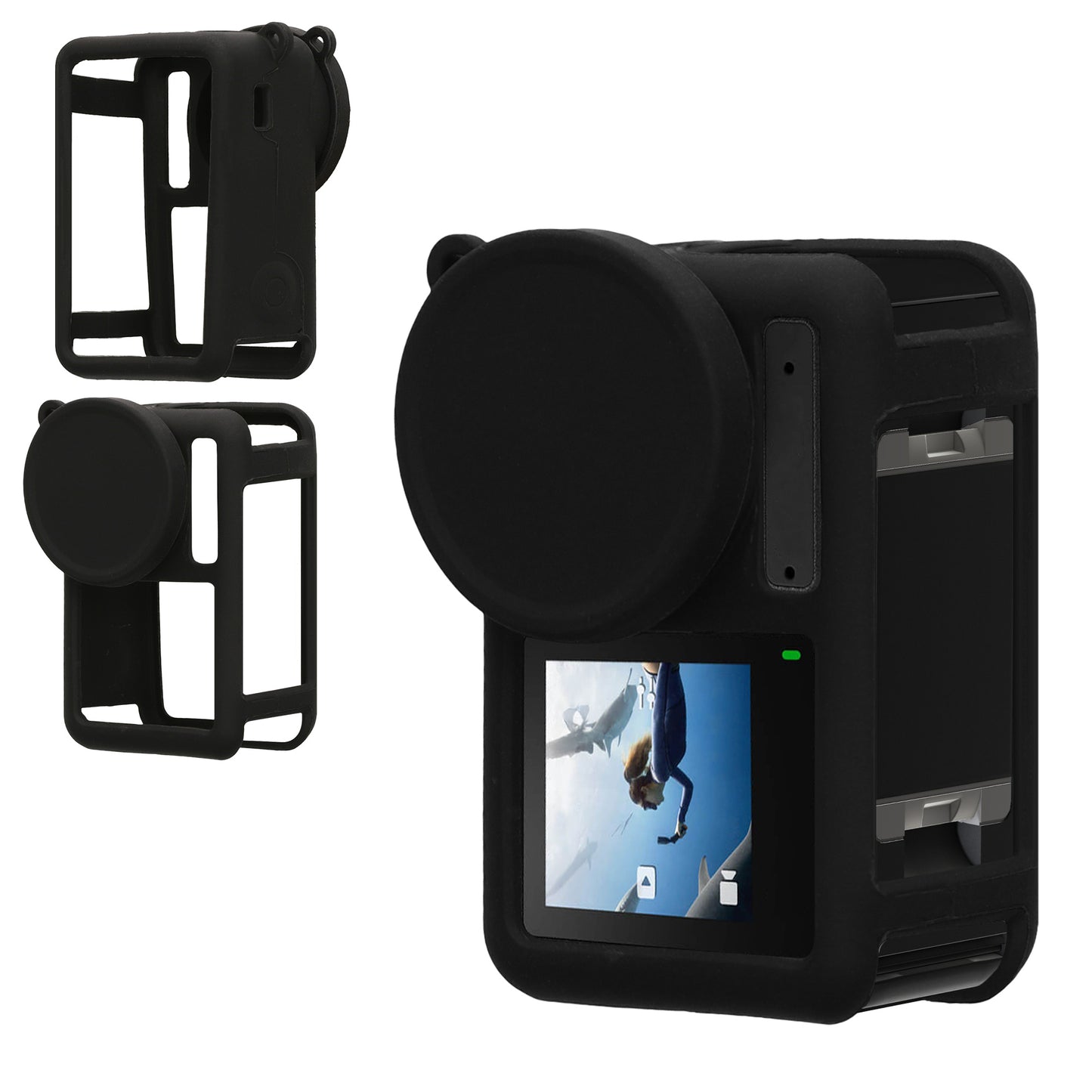 kwmobile Silikonhülle für DJI Action 4 Hülle - rutschfestes Cover aus Silikon für Action Cam - Schwarz Schwarz
