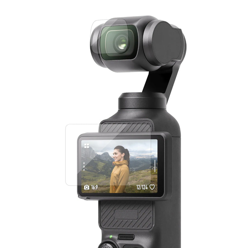 kwmobile 2x Kamera Displayschutz für DJI Osmo Pocket 4 / Pocket 3 Folie - 9H Härtegrad für Action Cam & Kompaktkamera - Schutzfolie für Display und Linse - Objektivschutz Transparent