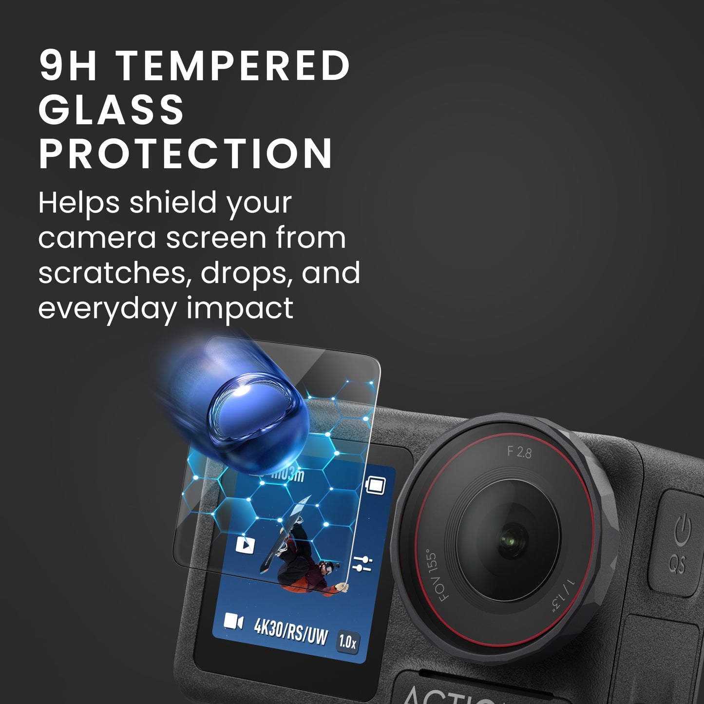 kwmobile 3x Kamera Displayschutz für DJI Osmo Active 5 Pro Folie - 9H Härtegrad für Action Cam & Kompaktkamera - Schutzfolie für Display und Linse - Objektivschutz Transparent