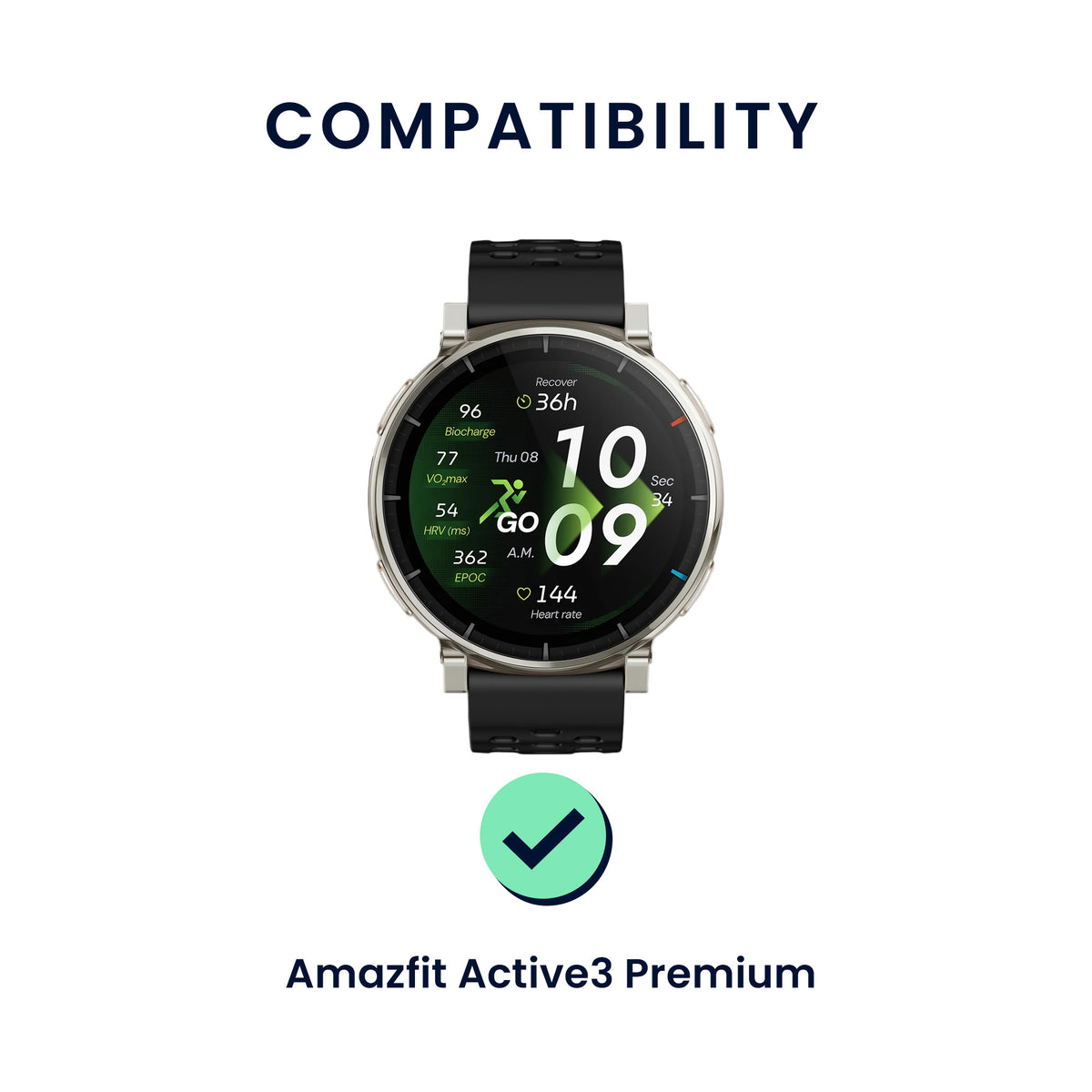 kwmobile 2x Uhrenarmband für Amazfit Active3 Premium Armband - Fitnesstracker Band Set aus TPU Silikon - Ersatzarmband Smartwatch - Schwarz Dunkelblau Schwarz  [dsg01]