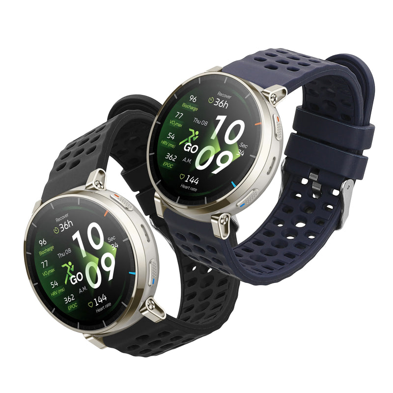 kwmobile 2x Uhrenarmband für Amazfit Active3 Premium Armband - Fitnesstracker Band Set aus TPU Silikon - Ersatzarmband Smartwatch - Schwarz Dunkelblau Schwarz  [dsg01]
