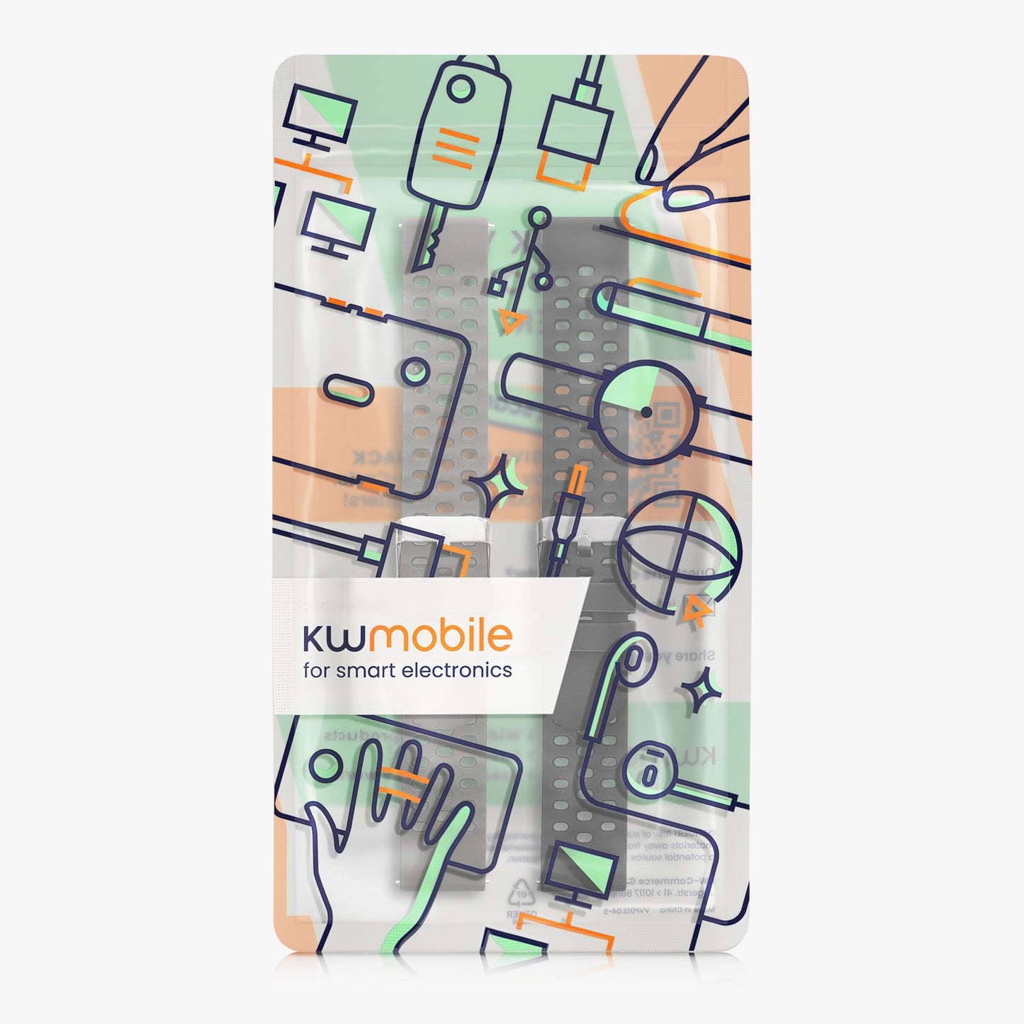 kwmobile 2x Uhrenarmband für Amazfit Active3 Premium Armband - Fitnesstracker Band Set aus TPU Silikon - Ersatzarmband Smartwatch - Grau Schwarz Grau  [dsg02]