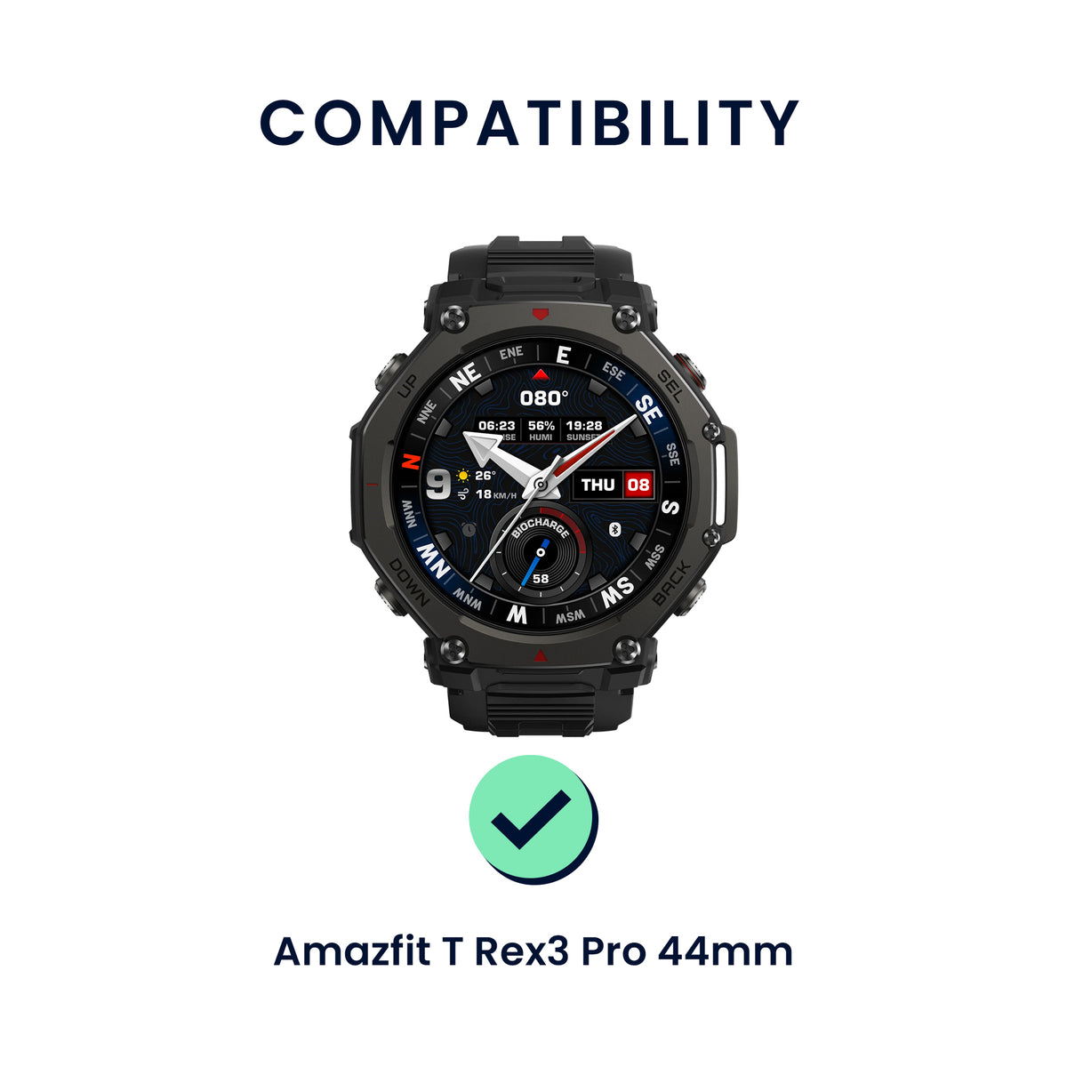 kwmobile 2x Uhrenarmband für Amazfit T-Rex3 Pro 44mm Armband - Fitnesstracker Band Set aus TPU Silikon - Ersatzarmband Smartwatch - Schwarz Dunkelblau Schwarz  [dsg01]