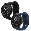 kwmobile 2x Uhrenarmband für Amazfit T-Rex3 Pro 44mm Armband - Fitnesstracker Band Set aus TPU Silikon - Ersatzarmband Smartwatch - Schwarz Dunkelblau Schwarz  [dsg01]