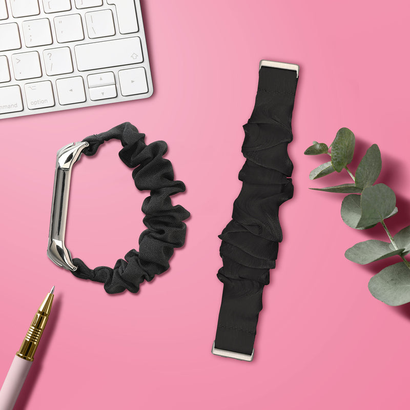 kwmobile Ersatz Armband kompatibel mit Huawei Band 11 / Band 11 Pro - Smartwatch Scrunchie Haargummi Design Schwarz - Innenmaße Schwarz