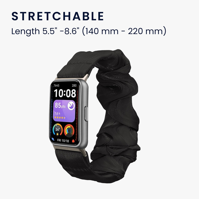kwmobile Ersatz Armband kompatibel mit Huawei Band 11 / Band 11 Pro - Smartwatch Scrunchie Haargummi Design Schwarz - Innenmaße Schwarz