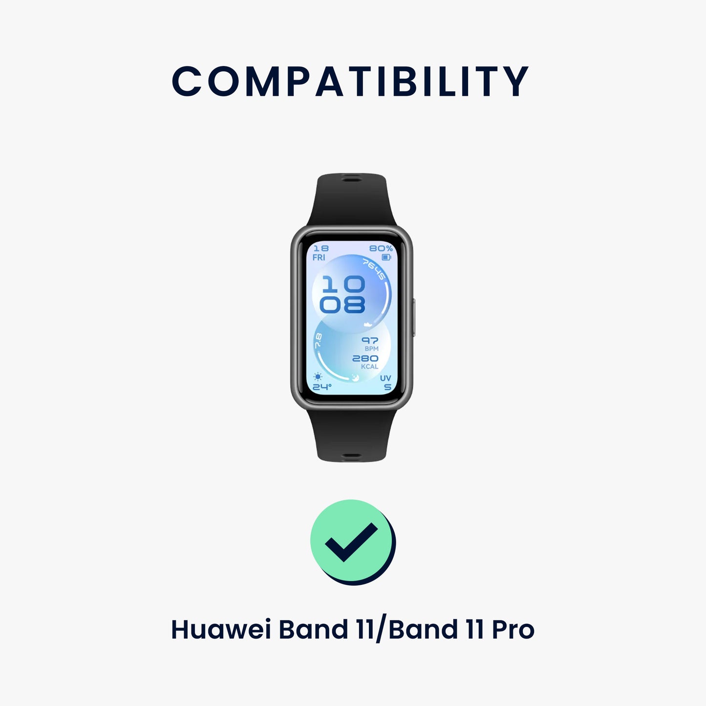 kwmobile Ersatz Armband kompatibel mit Huawei Band 11 / Band 11 Pro - Smartwatch Scrunchie Haargummi Design Schwarz - Innenmaße Schwarz