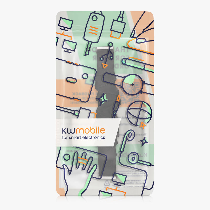 kwmobile Ersatz Armband kompatibel mit Huawei Band 11 / Band 11 Pro - Smartwatch Scrunchie Haargummi Design Schwarz - Innenmaße Schwarz