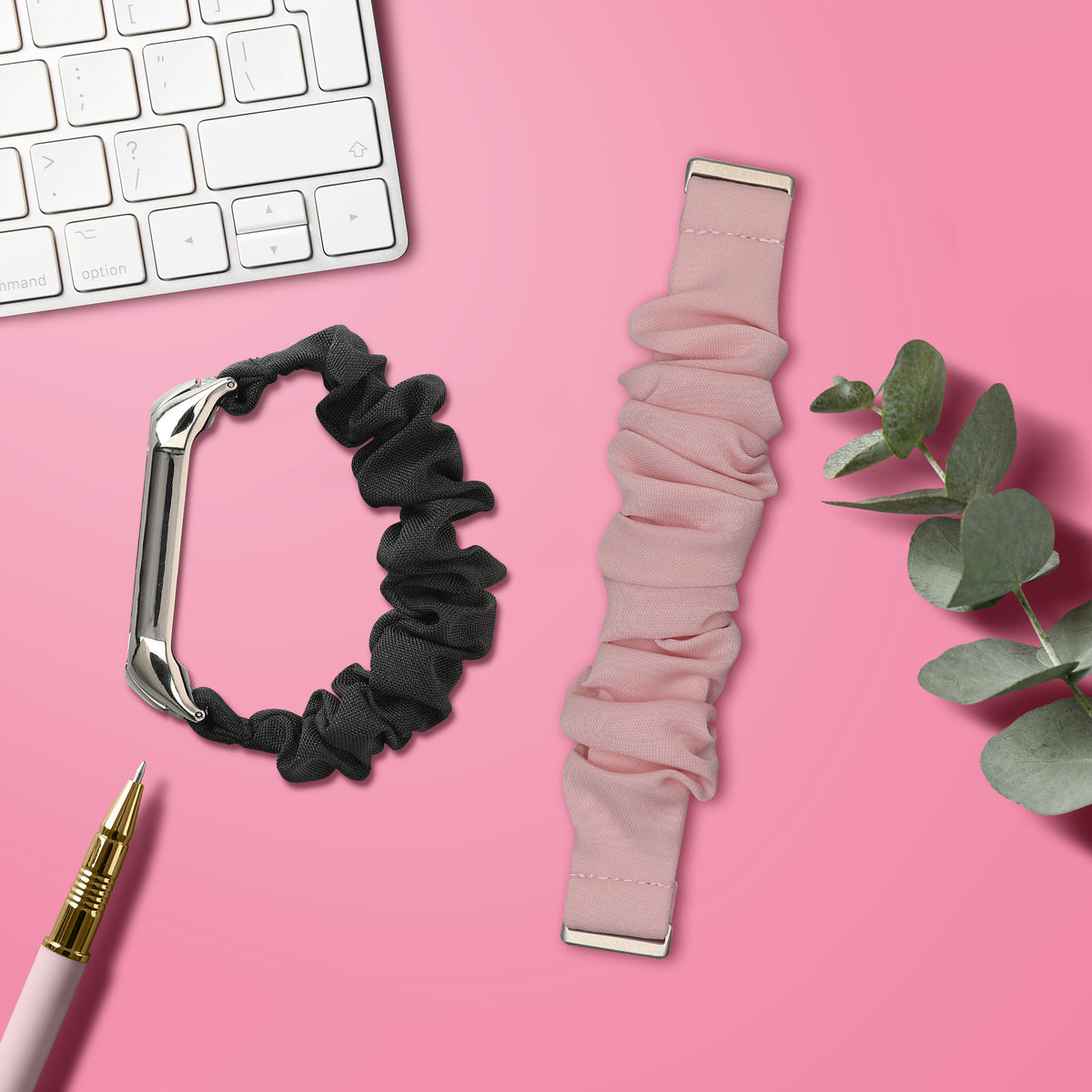 kwmobile Ersatz Armband kompatibel mit Huawei Band 11 / Band 11 Pro - Smartwatch Scrunchie Haargummi Design Altrosa - Innenmaße Altrosa