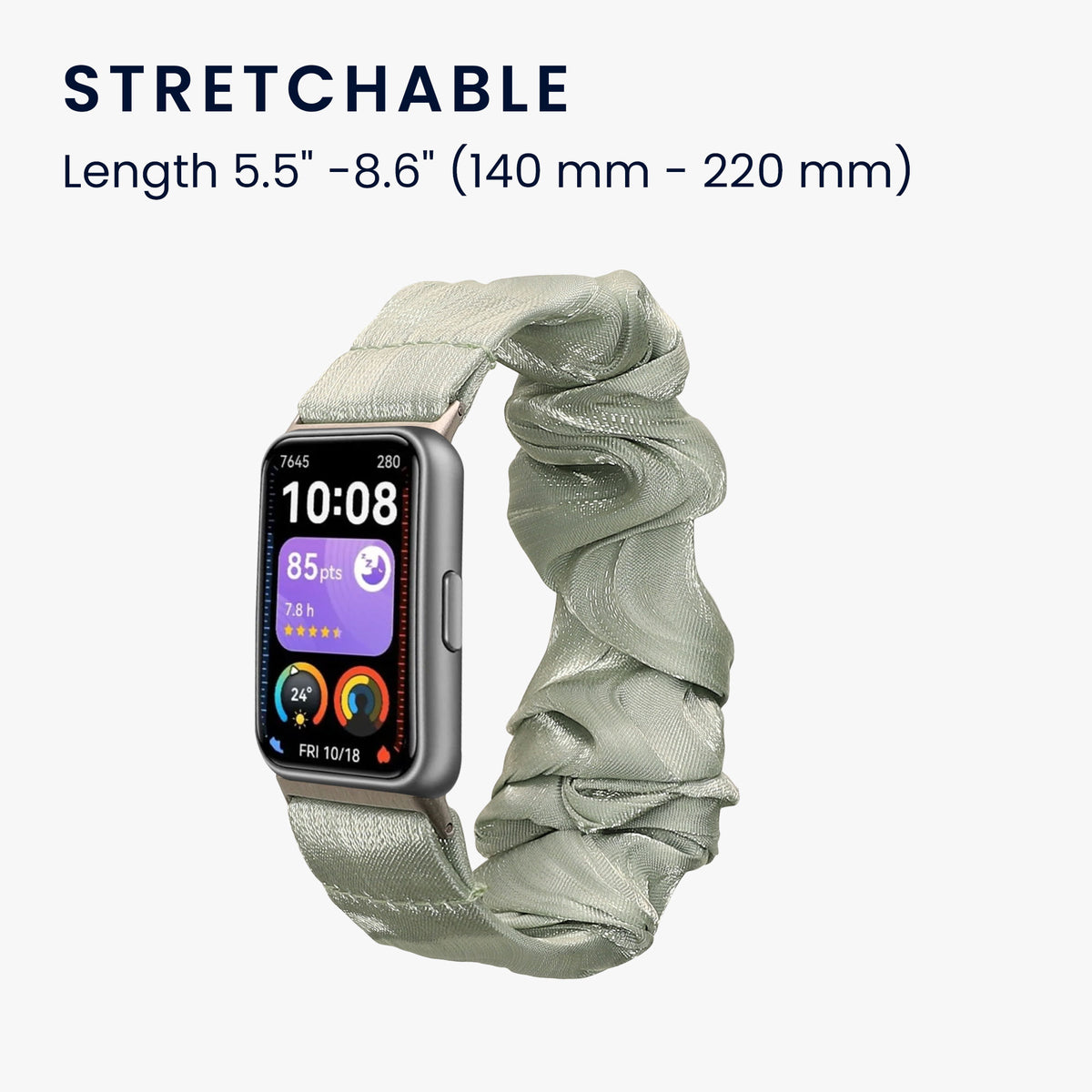 kwmobile Ersatz Armband kompatibel mit Huawei Band 11 / Band 11 Pro - Smartwatch Scrunchie Haargummi Design Pastellgrün - Innenmaße Pastellgrün