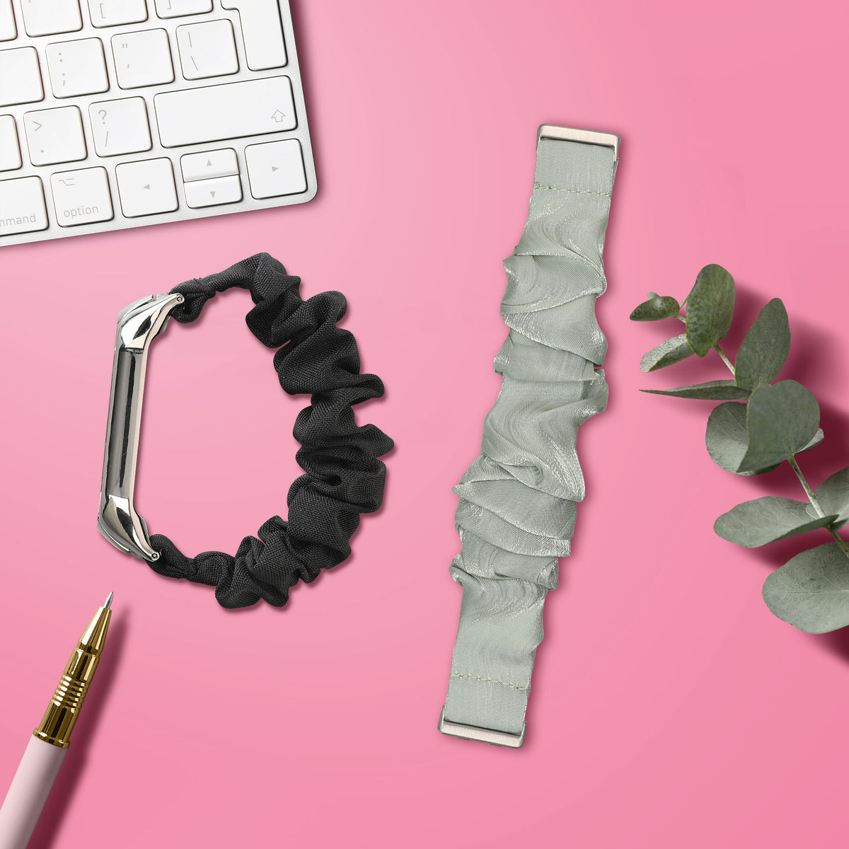 kwmobile Ersatz Armband kompatibel mit Huawei Band 11 / Band 11 Pro - Smartwatch Scrunchie Haargummi Design Pastellgrün - Innenmaße Pastellgrün