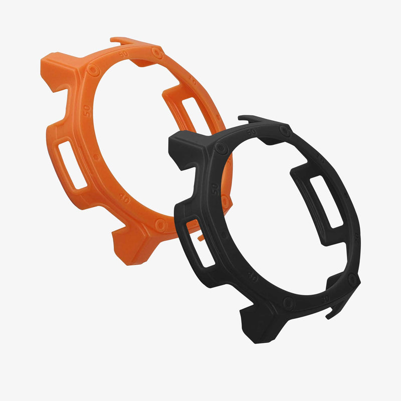 kwmobile 2x Hülle kompatibel mit Amazfit T-Rex3 Pro 44mm - Fitnesstracker Case Set Schwarz Orange - ohne Tracker Schwarz  [dsg01]