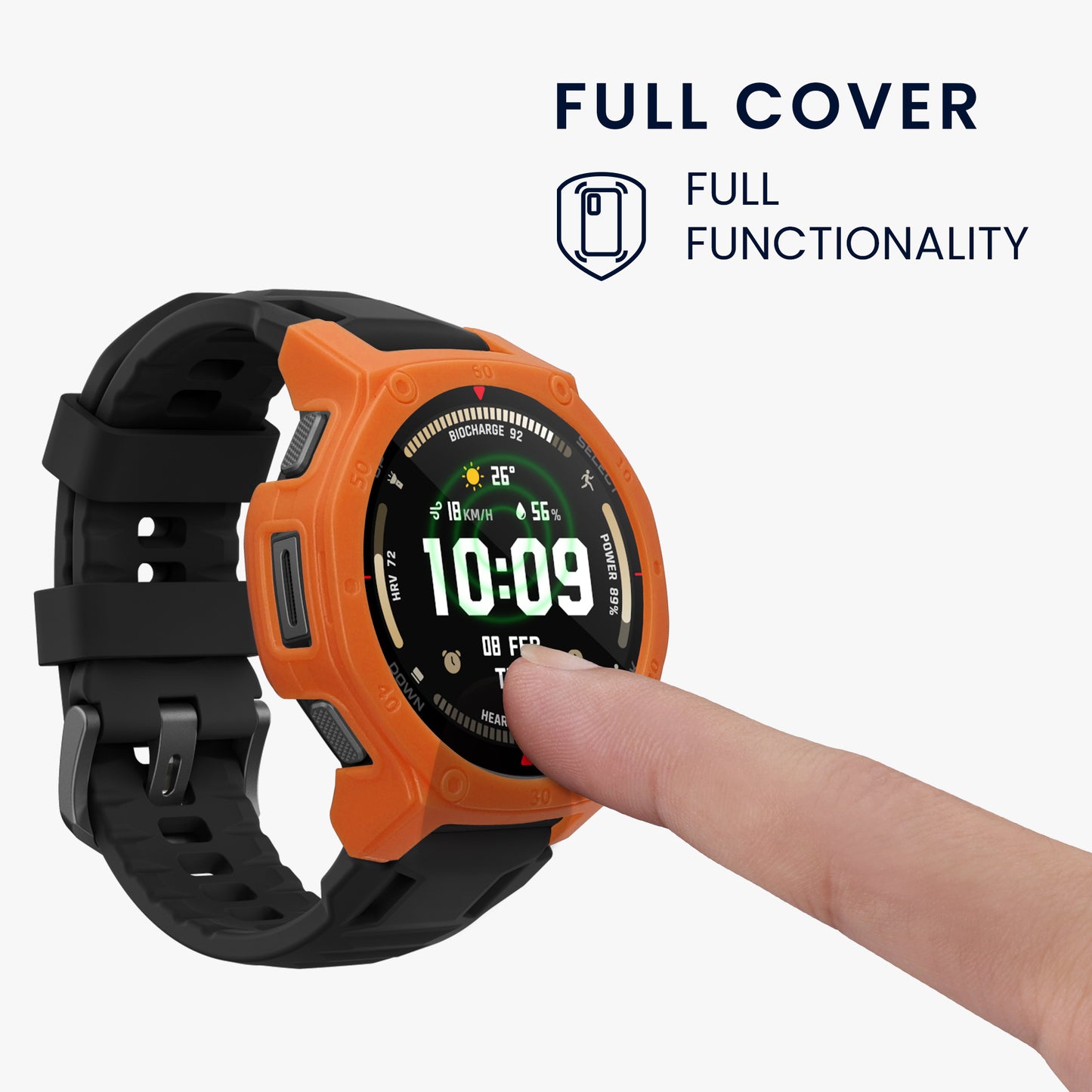 kwmobile 2x Hülle kompatibel mit Amazfit T-Rex3 Pro 44mm - Fitnesstracker Case Set Schwarz Orange - ohne Tracker Schwarz  [dsg01]