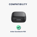 kwmobile Design Schutzhülle für Anker Soundcore P30i Hülle - TPU Silikon Case für Kopfhörer Ladecase - stoßfestes Cover mit Karabiner - Weiß Schwarz Schwarz Weiß  [dsg01]