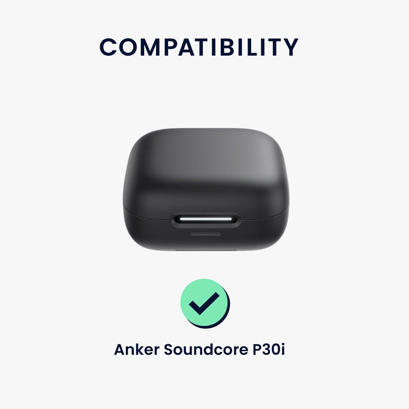 kwmobile Design Schutzhülle für Anker Soundcore P30i Hülle - TPU Silikon Case für Kopfhörer Ladecase - stoßfestes Cover mit Karabiner - Weiß Schwarz Schwarz Weiß  [dsg01]