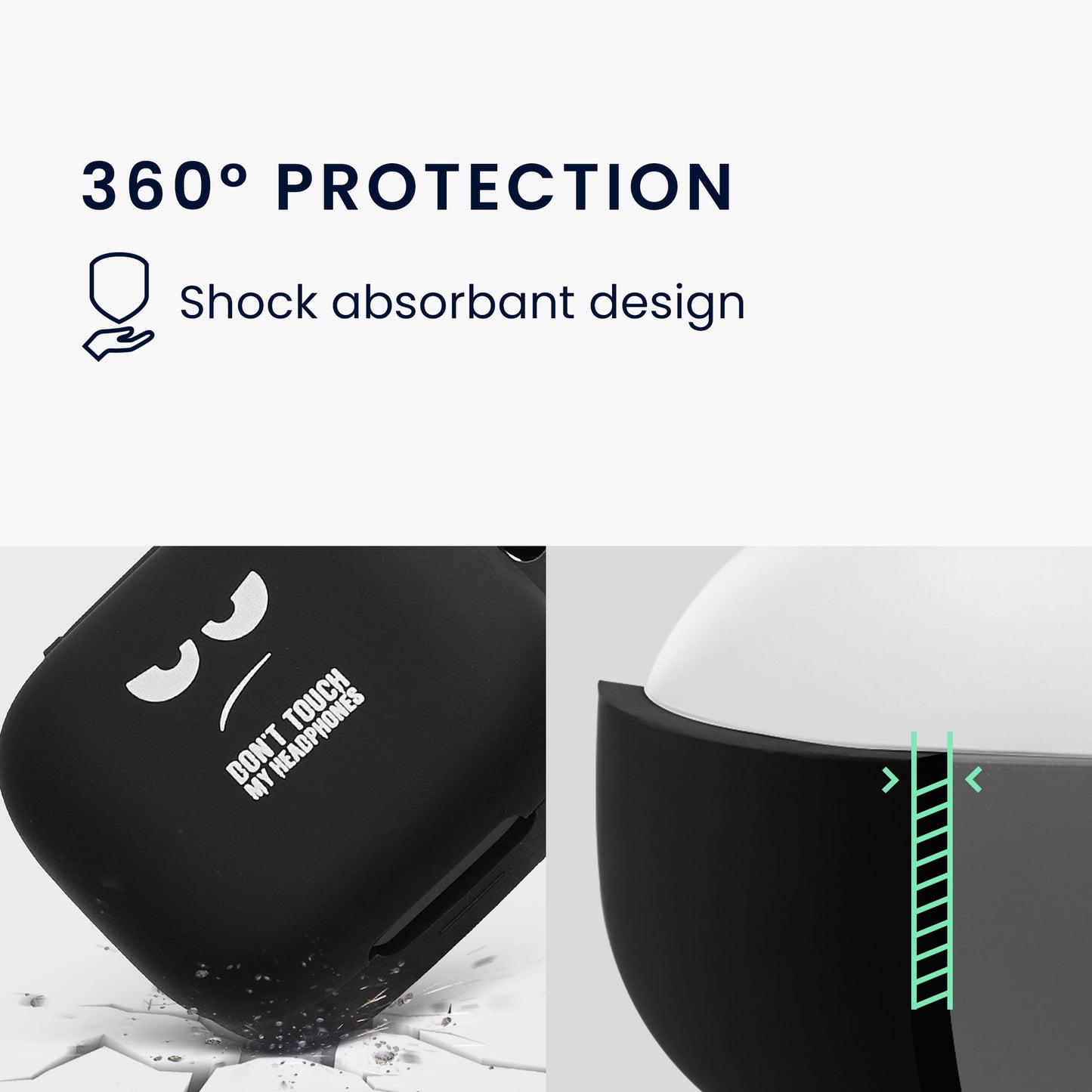 kwmobile Design Schutzhülle für Anker Soundcore P30i Hülle - TPU Silikon Case für Kopfhörer Ladecase - stoßfestes Cover mit Karabiner - Weiß Schwarz Schwarz Weiß  [dsg01]