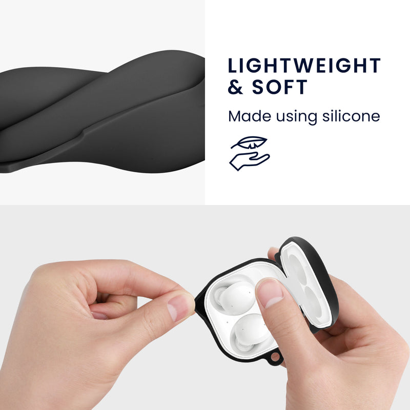 kwmobile Design Schutzhülle für Anker Soundcore Liberty 4 Pro Hülle - TPU Silikon Case für Kopfhörer Ladecase - stoßfestes Cover mit Karabiner - Weiß Schwarz Schwarz Weiß  [dsg01]