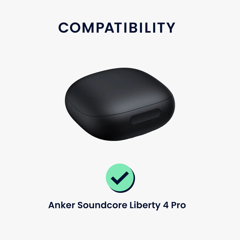 kwmobile Design Schutzhülle für Anker Soundcore Liberty 4 Pro Hülle - TPU Silikon Case für Kopfhörer Ladecase - stoßfestes Cover mit Karabiner - Weiß Schwarz Schwarz Weiß  [dsg01]
