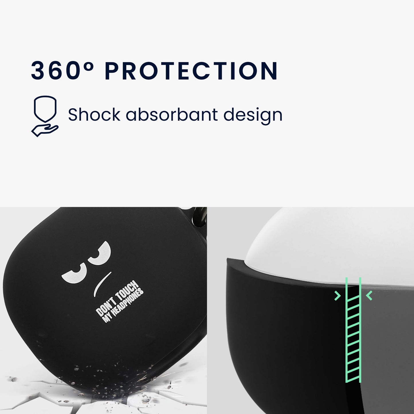 kwmobile Design Schutzhülle für Anker Soundcore Liberty 4 Pro Hülle - TPU Silikon Case für Kopfhörer Ladecase - stoßfestes Cover mit Karabiner - Weiß Schwarz Schwarz Weiß  [dsg01]