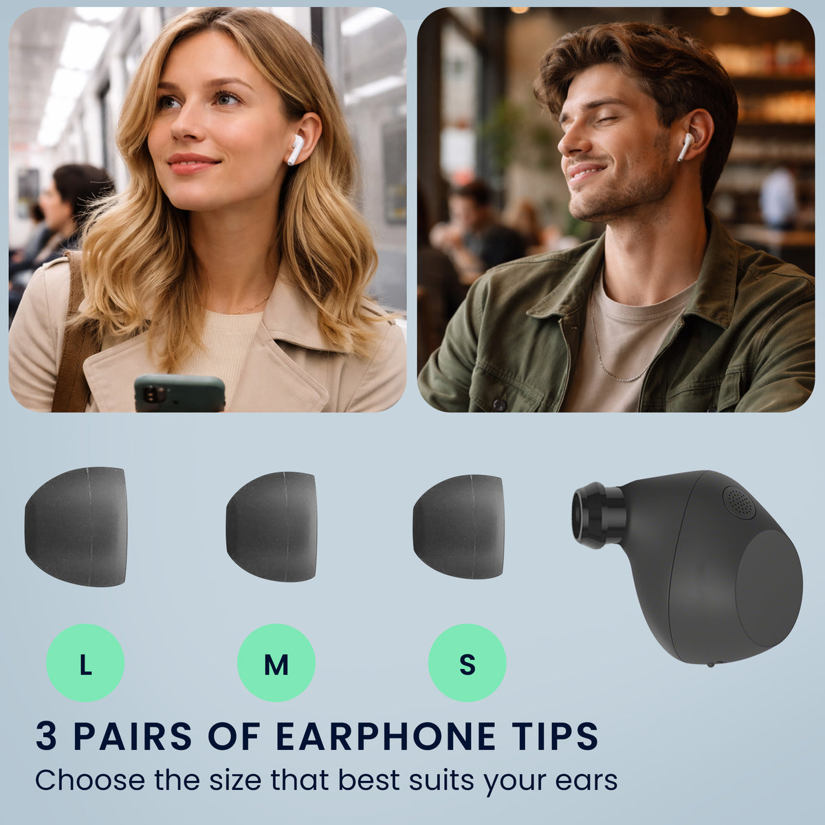 kwmobile 6x Silikonaufsätze für Sony WF-C710N - Ersatz Ohrstöpsel in 3 Größen - Ear Tips für In-Ear Kopfhörer - Zubehör Ersatzpolster in Dunkelgrau Dunkelgrau