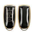 kwmobile Autoschlüssel Hülle kompatibel mit Chery Omoda C5 / Jaecoo 7 / Tiggo 7 Pro 8 Pro / Arrizo 5 - Schlüsselhülle Silikon Cover - Schwarz Gold Schwarz