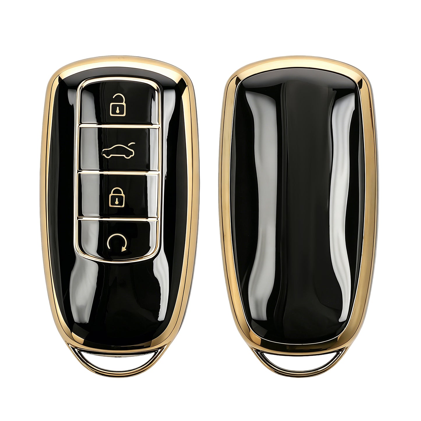kwmobile Autoschlüssel Hülle kompatibel mit Chery Omoda C5 / Jaecoo 7 / Tiggo 7 Pro 8 Pro / Arrizo 5 - Schlüsselhülle Silikon Cover - Schwarz Gold Schwarz
