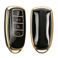 kwmobile Autoschlüssel Hülle kompatibel mit Chery Omoda C5 / Jaecoo 7 / Tiggo 7 Pro 8 Pro / Arrizo 5 - Schlüsselhülle Silikon Cover - Schwarz Gold Schwarz