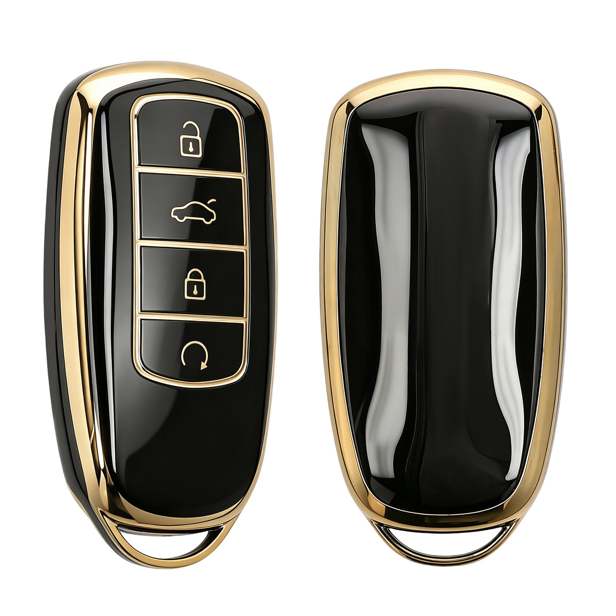 kwmobile Autoschlüssel Hülle kompatibel mit Chery Omoda C5 / Jaecoo 7 / Tiggo 7 Pro 8 Pro / Arrizo 5 - Schlüsselhülle Silikon Cover - Schwarz Gold Schwarz
