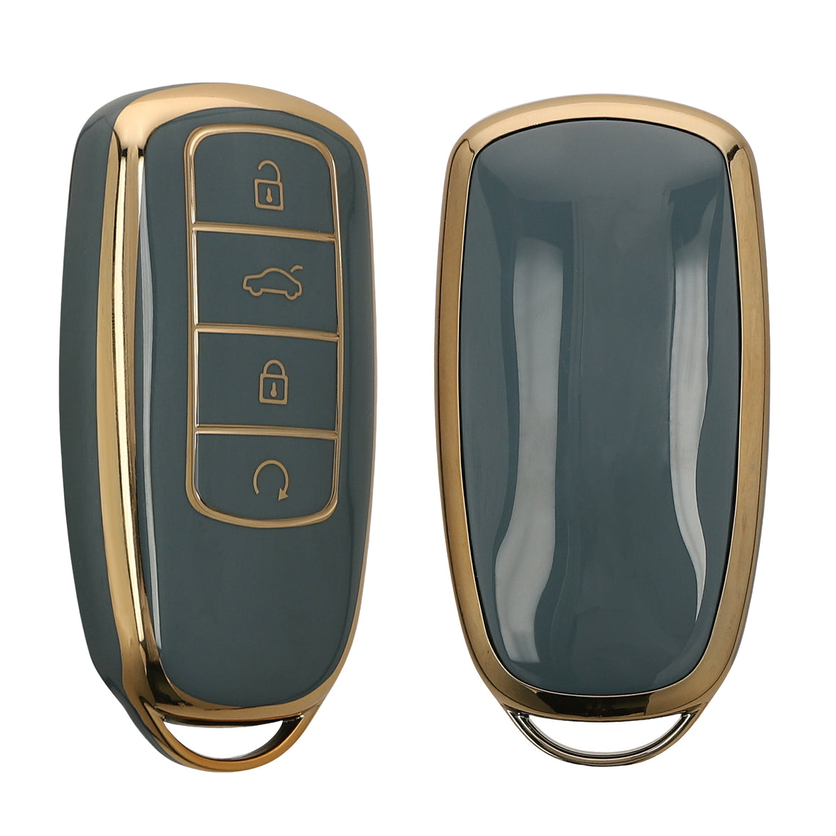 kwmobile Autoschlüssel Hülle kompatibel mit Chery Omoda C5 / Jaecoo 7 / Tiggo 7 Pro 8 Pro / Arrizo 5 - Schlüsselhülle Silikon Cover - Blau Gold Blau