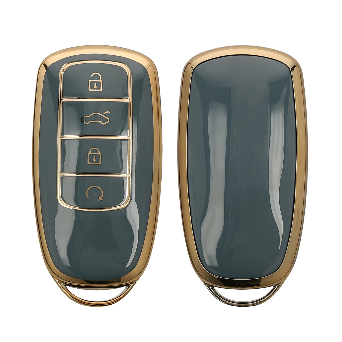 kwmobile Autoschlüssel Hülle kompatibel mit Chery Omoda C5 / Jaecoo 7 / Tiggo 7 Pro 8 Pro / Arrizo 5 - Schlüsselhülle Silikon Cover - Blau Gold Blau