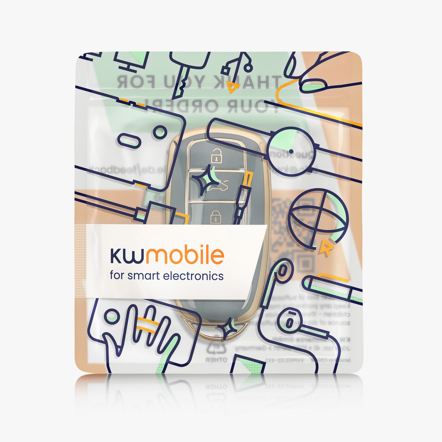 kwmobile Autoschlüssel Hülle kompatibel mit Chery Omoda C5 / Jaecoo 7 / Tiggo 7 Pro 8 Pro / Arrizo 5 - Schlüsselhülle Silikon Cover - Blau Gold Blau