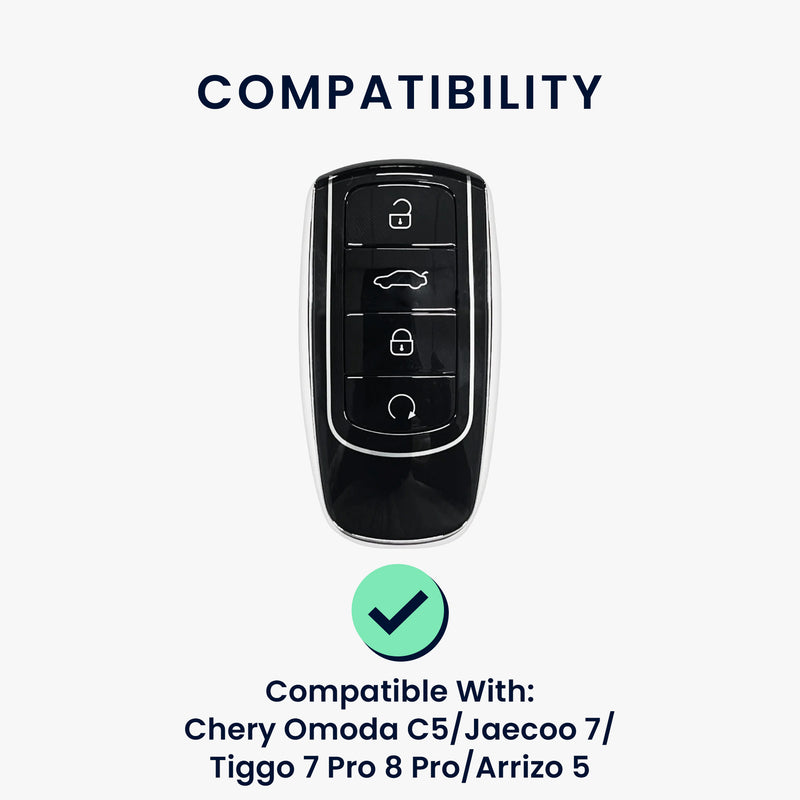 kwmobile Schlüsselhülle für Chery Omoda C5 / Jaecoo 7 / Tiggo 7 Pro 8 Pro / Arrizo 5 Hülle - Autoschlüssel Schlüssel Hülle aus TPU Silikon - Schlüsselschutz Gehäuse in Schwarz matt Schwarz Schwarz matt