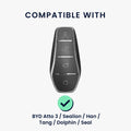 kwmobile Autoschlüssel Hülle kompatibel mit BYD Atto 3 / Sealion / Han / Tang / Dolphin / Seal Hülle - TPU Schlüsselhülle - Schlüssel Cover in Schwarz - Mit Schlüsselring Schwarz