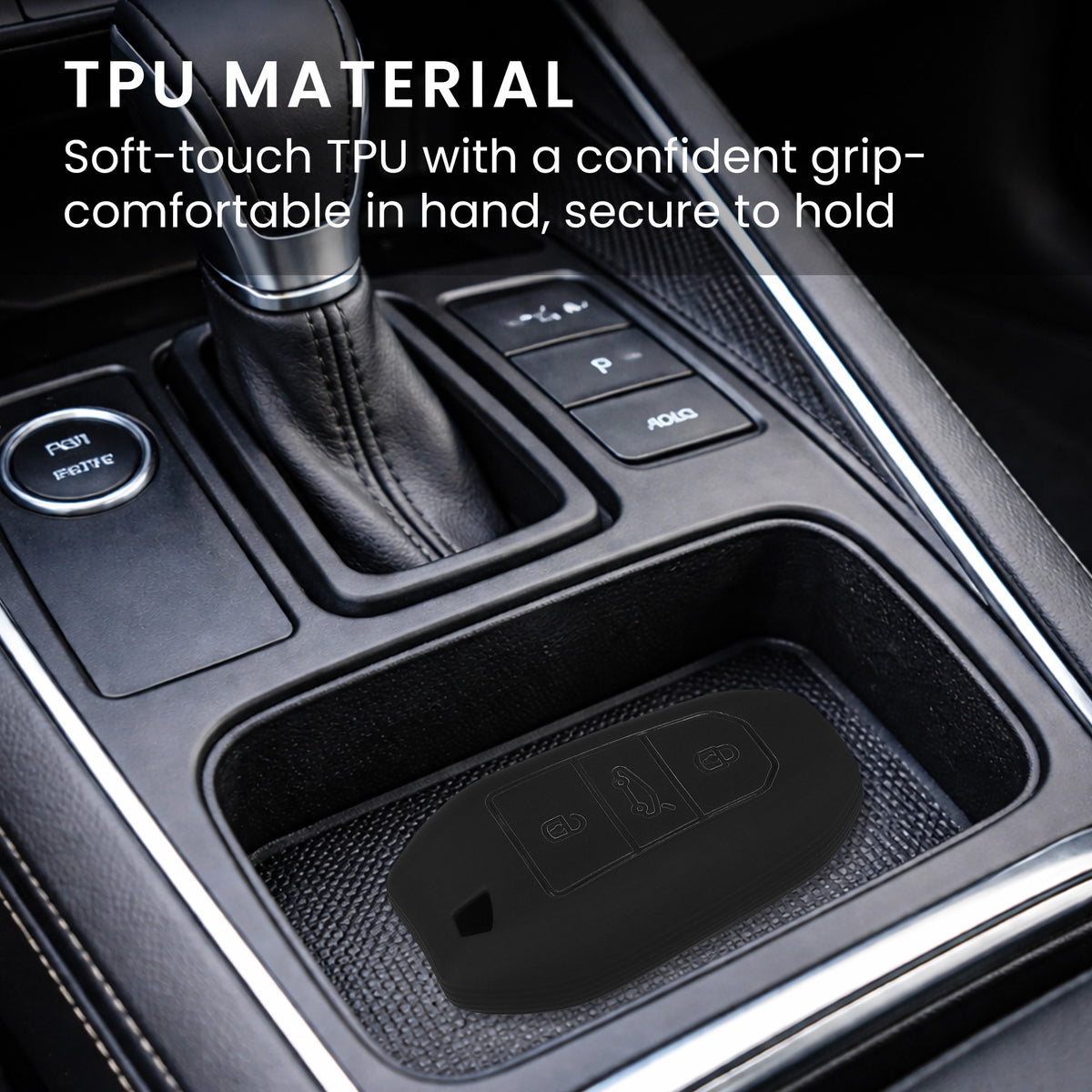 kwmobile Autoschlüssel Hülle kompatibel mit Peugeot Citroen 3-Tasten Smartkey Autoschlüssel (nur Keyless Go) Hülle - TPU Schlüsselhülle - Schlüssel Cover in Schwarz - Mit Schlüsselring Schwarz