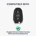 kwmobile Autoschlüssel Hülle kompatibel mit Peugeot Citroen 3-Tasten Smartkey Autoschlüssel (nur Keyless Go) Hülle - TPU Schlüsselhülle - Schlüssel Cover in Schwarz - Mit Schlüsselring Schwarz