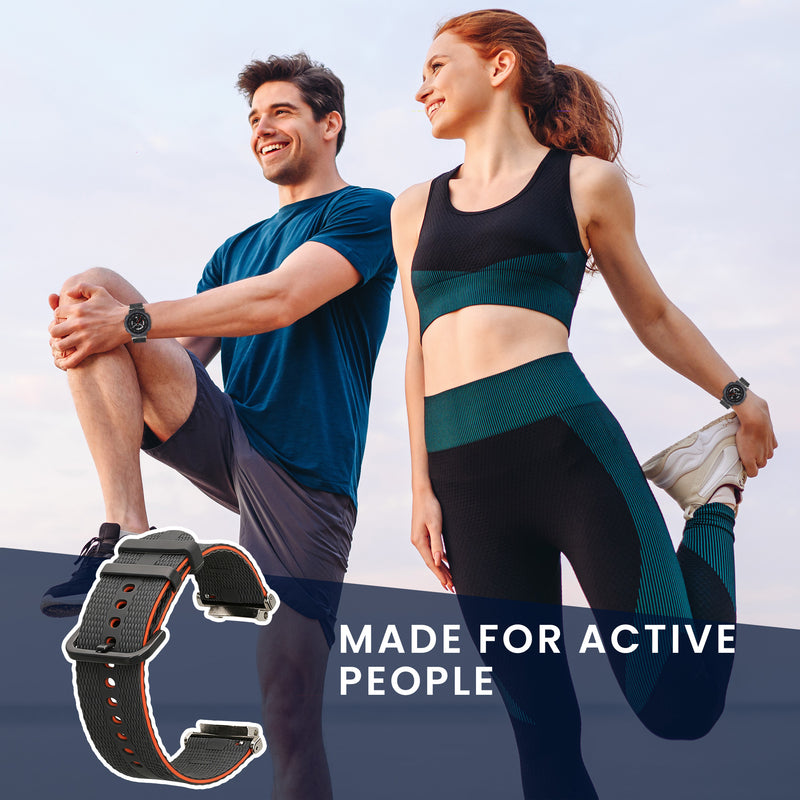 kwmobile Silikon Uhrenarmband für Amazfit Active Edge (A2212) Armband - Ersatzarmband für Fitnesstracker - Wechselarmband Smartwatch - Schwarz Orange Schwarz