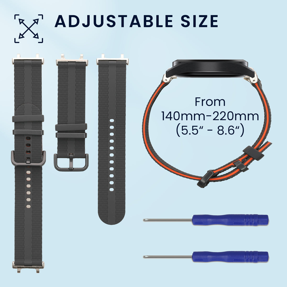 kwmobile Silikon Uhrenarmband für Amazfit Active Edge (A2212) Armband - Ersatzarmband für Fitnesstracker - Wechselarmband Smartwatch - Schwarz Orange Schwarz