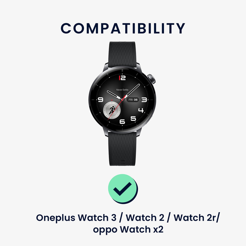 kwmobile Silikon Uhrenarmband für OnePlus Watch 3 / 2 / 2R / Oppo Watch X2 Armband - Ersatzarmband für Fitnesstracker - Wechselarmband Smartwatch - Schwarz Orange Schwarz