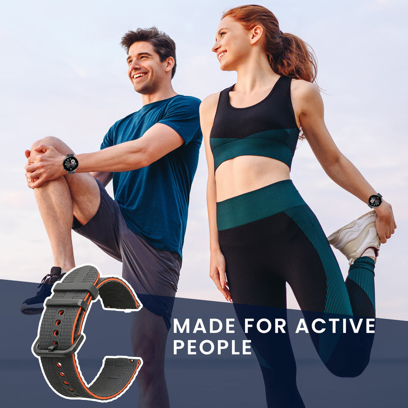 kwmobile Silikon Uhrenarmband für OnePlus Watch 3 / 2 / 2R / Oppo Watch X2 Armband - Ersatzarmband für Fitnesstracker - Wechselarmband Smartwatch - Schwarz Orange Schwarz